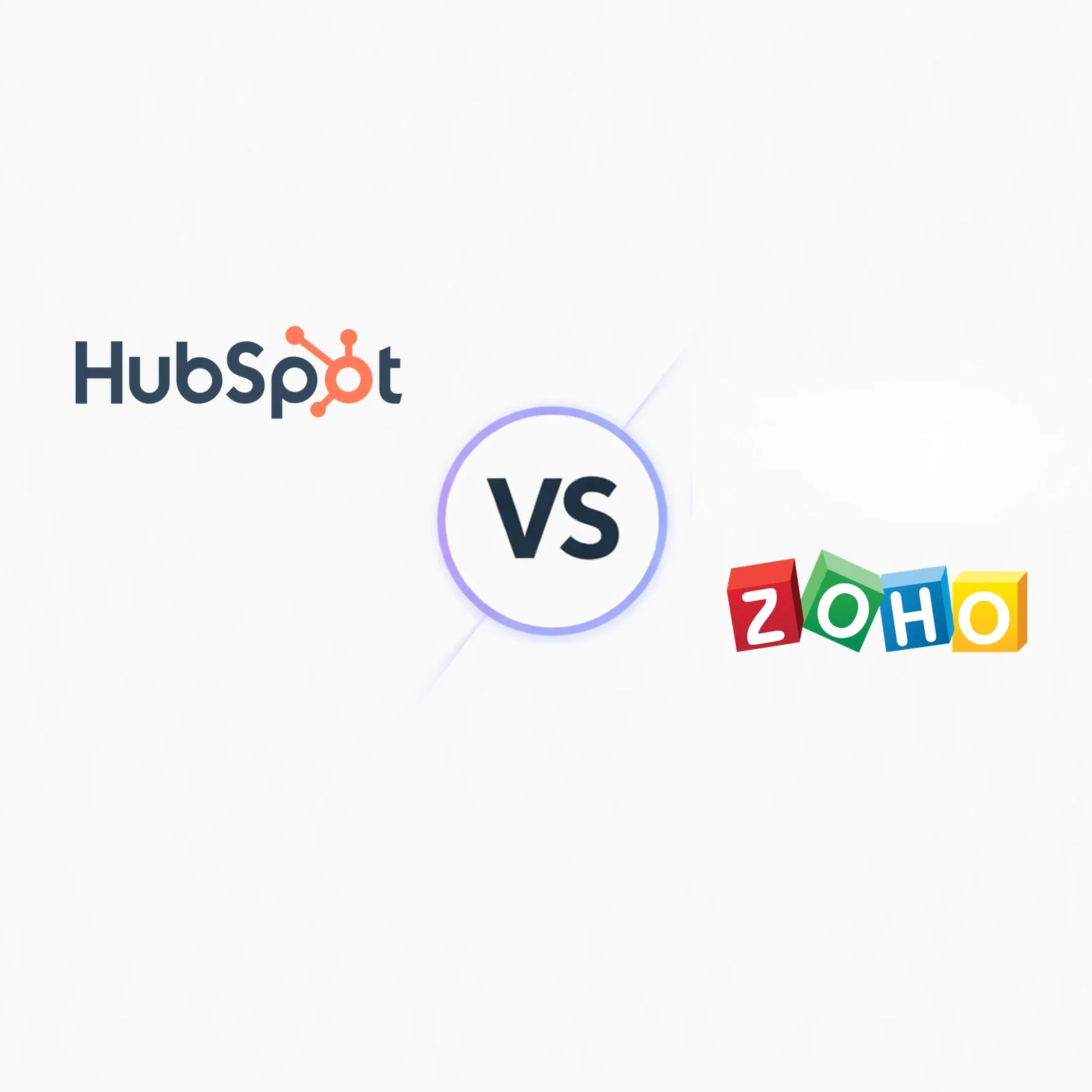 HubSpot vs Zoho CRM comparison graphic for SMB CRM buyers